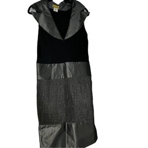 Banana black gray textured jumper dress 14 LBD metallic fancy party fun outfit